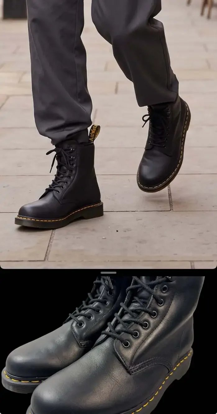 Dr. Martens 1460 Pascal WarmWair Black Leather Lace Up Boots